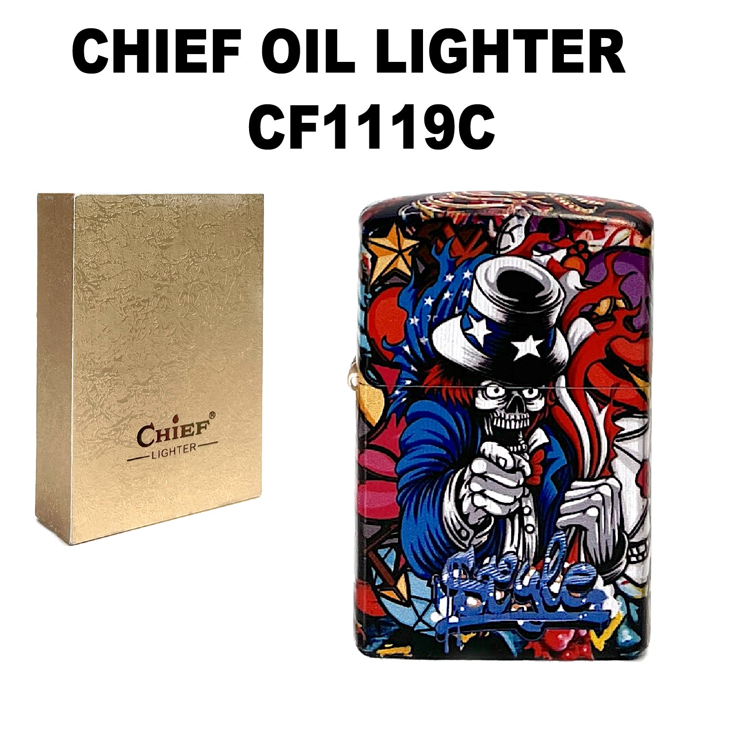 Lighter Chief Oil CF1119C USA Skeleton — product view 2 | Brown Bear Brisbane