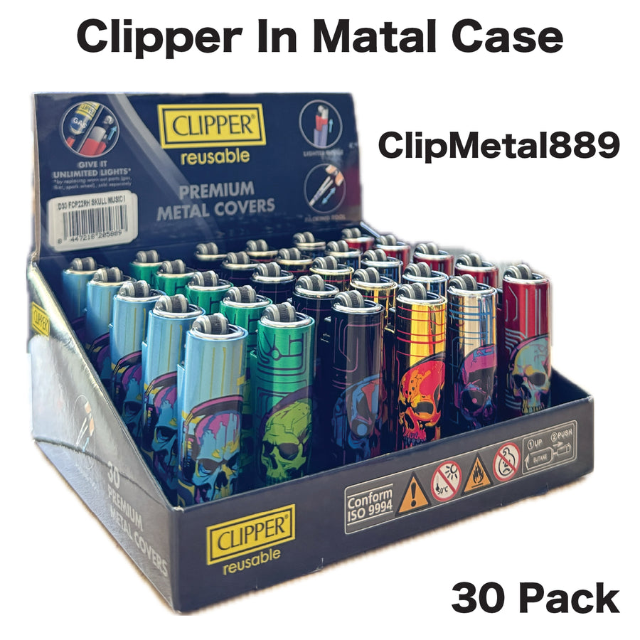 Lighter Clipper Metal Case Skull available from Brown Bear Brisbane