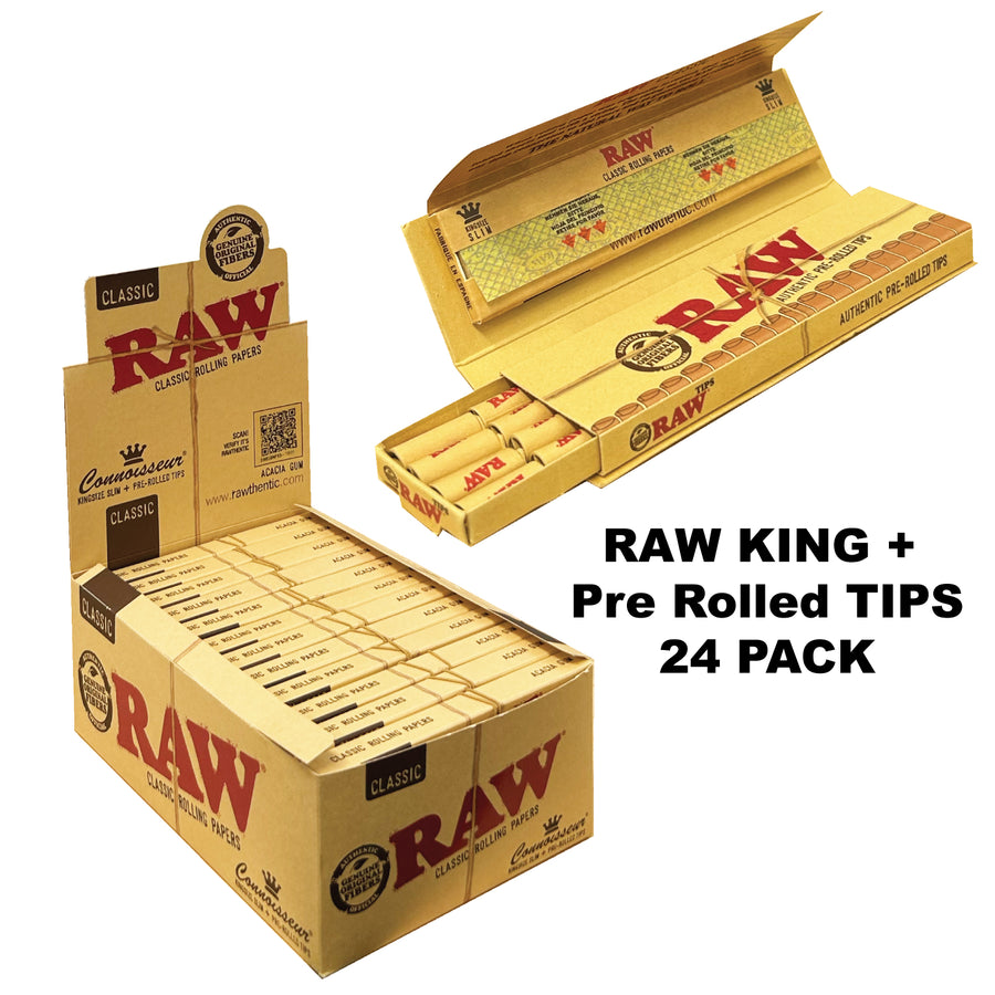 RAW Classic King + Prerolled Tips available from Brown Bear Brisbane