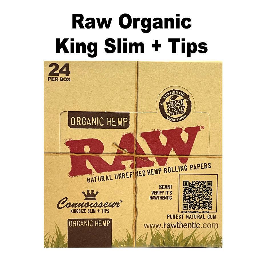 RAW Organic Hemp King Size Slim Papers with Tips available from Brown Bear Brisbane