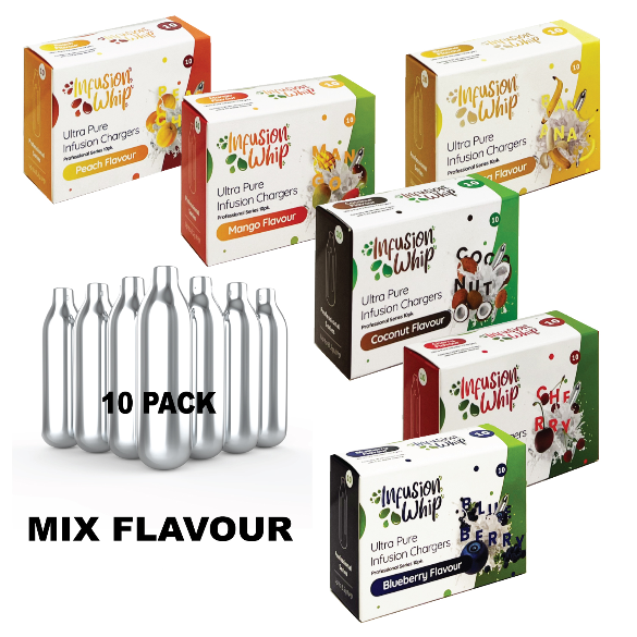 Cream Charger Mix Flavours 10Pc. available from Brown Bear Brisbane