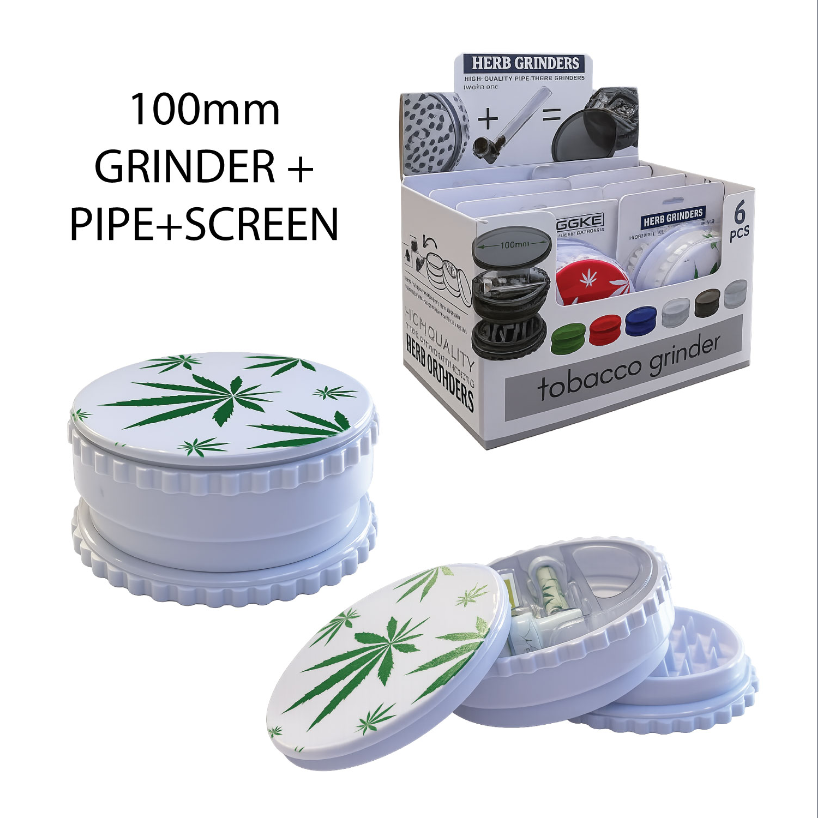 Grinder Plastic 100mm+Pipe+Screen SET11 available from Brown Bear Brisbane