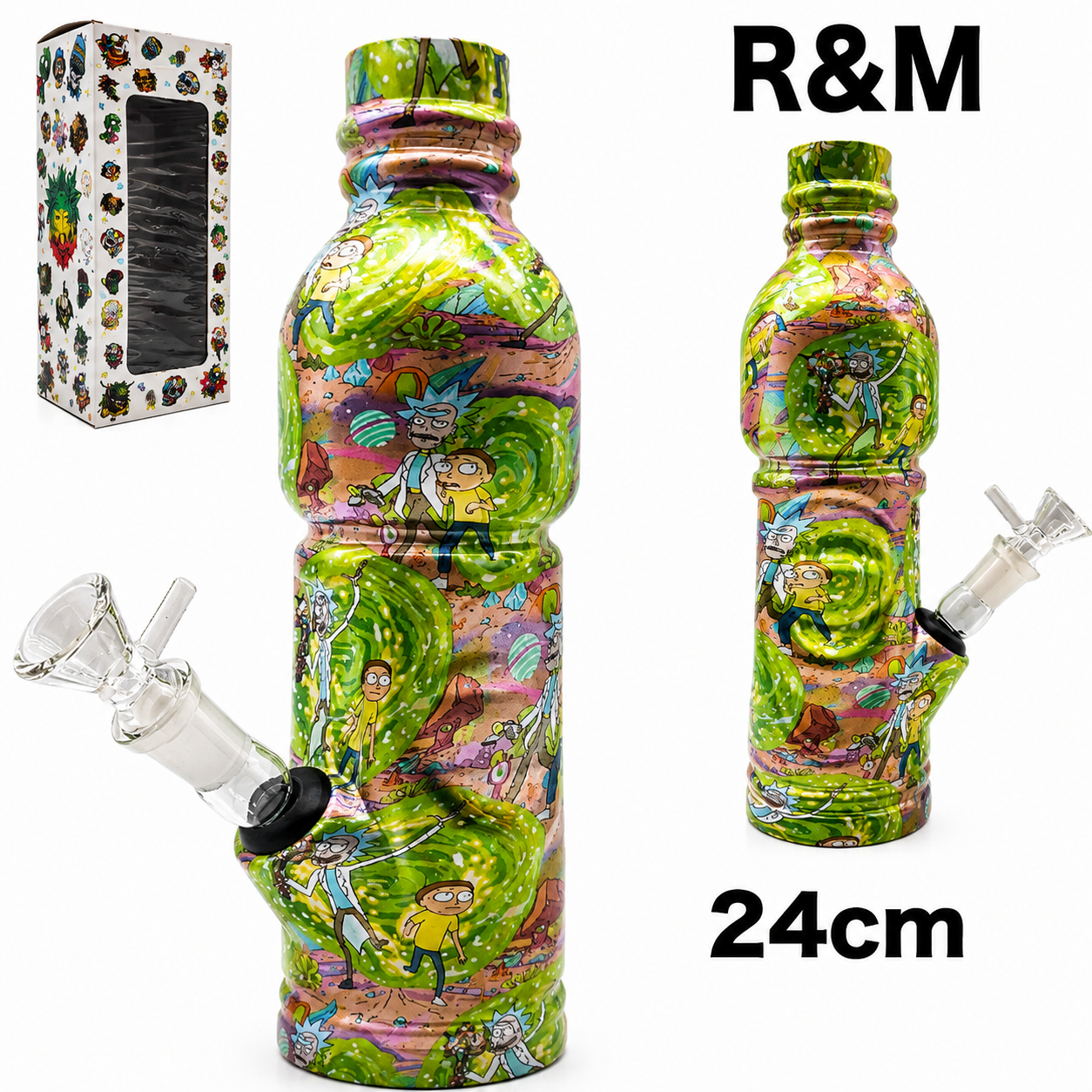 Water Pipe Rick n Morty 24cm available from Brown Bear Brisbane