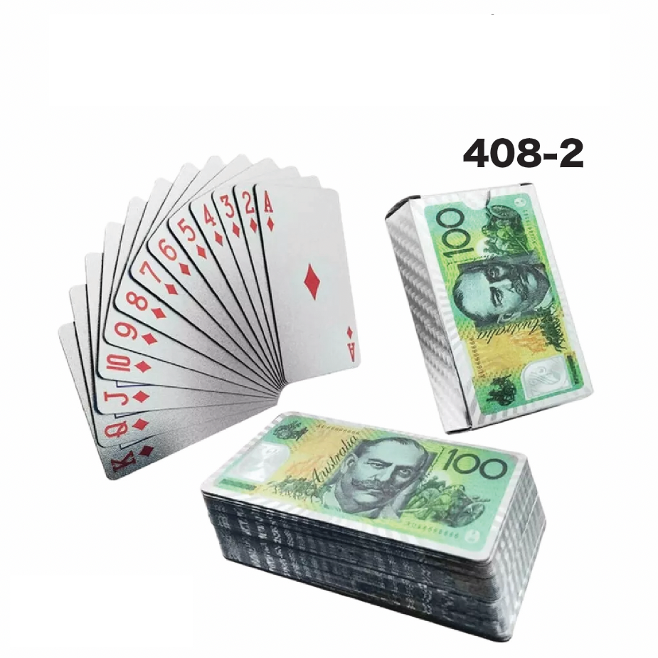 Playing Cards PC408-2 Silver Note Plastic available from Brown Bear Brisbane