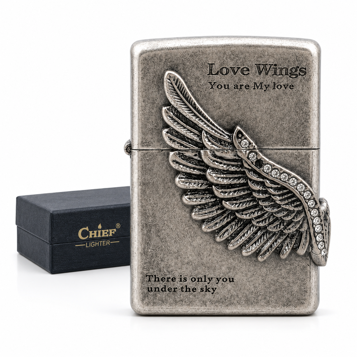 Lighter Chief Silver Wings Oil Lighter TT available from Brown Bear Brisbane
