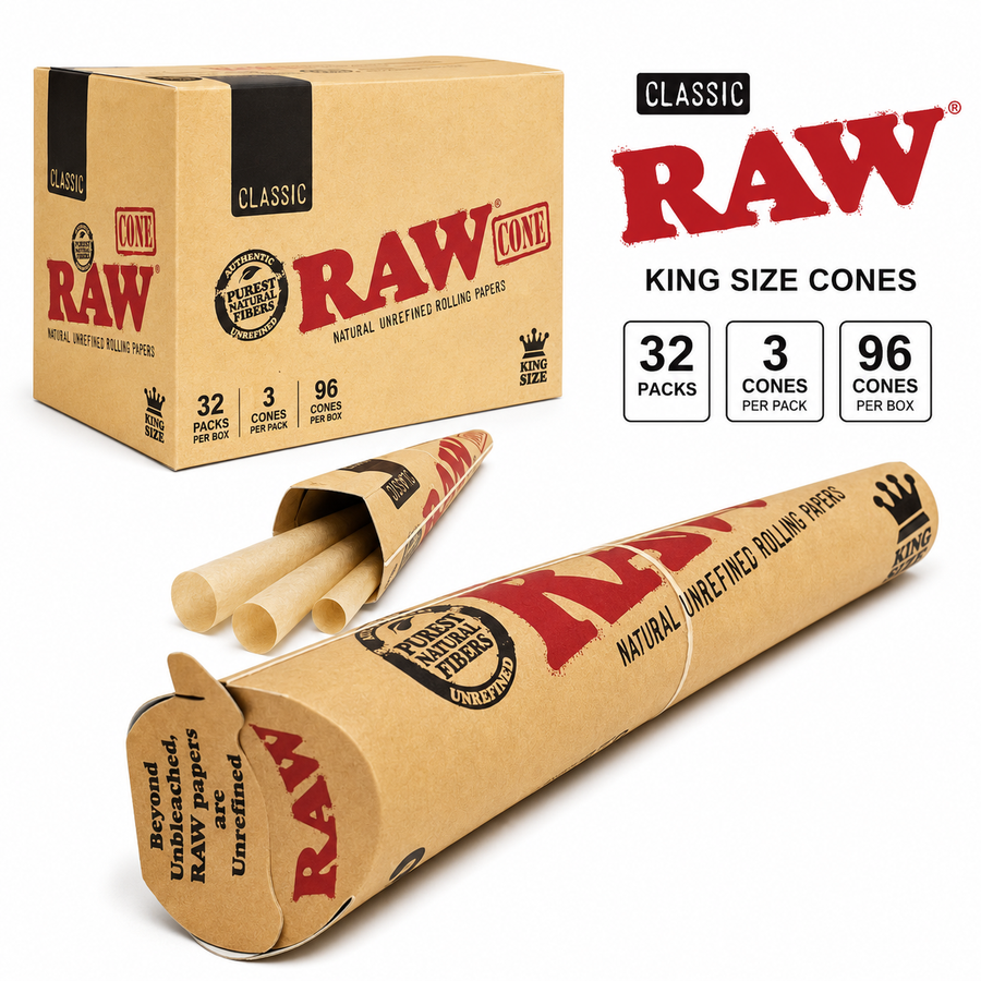 Raw Cones Classic King 3 Pack available from Brown Bear Brisbane