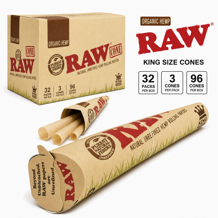 Raw Cones Organic King 3 Pack available from Brown Bear Brisbane